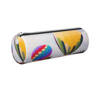 WXWJSHMGC Trousse à crayons en cuir avec fermeture éclair et imprimé montgolfière pour l'école, le travail, le bureau, Argenté., Taille unique, Trousse de beauté
