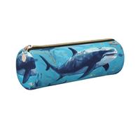 WXWJSHMGC Trousse à crayons en cuir avec fermeture éclair - Motif baleine et pieuvre - Pour l'école, le travail, le bureau, doré, Taille unique, Trousse de beauté