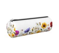 WXWJSHMGC Trousse à crayons en cuir avec fermeture éclair Motif fleurs d'iris et papillons Pour l'école, le travail, le bureau, Argenté., Taille unique, Trousse de beauté
