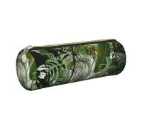 WXWJSHMGC Trousse à crayons en cuir avec fermeture éclair - Motif forêt tropicale - Pour l'école, le travail, le bureau, doré, Taille unique, Trousse de beauté