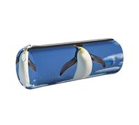 WXWJSHMGC Trousse à crayons en cuir avec fermeture éclair - Motif pingouin mignon - Pour l'école, le travail, le bureau, Argenté., Taille unique, Trousse de beauté