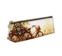 WXWJSHMGC Trousse à crayons en cuir avec impression coucher de soleil et vue rurale, trousse à stylos plume, trousse portable de grande capacité pour l'école secondaire, filles et garçons