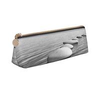 WXWJSHMGC Trousse à crayons en cuir avec impression d'images et pierres zen grises - Trousse à crayons portable de grande capacité pour l'école secondaire