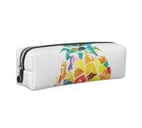 WXWJSHMGC Trousse à crayons en cuir avec imprimé ananas simple, avec poche zippée métallique, pochette de rangement pour filles, garçons, étudiants, collège, Argenté., Taille unique, Trousse de beauté