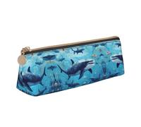 WXWJSHMGC Trousse à crayons en cuir avec imprimé baleine et pieuvre - Trousse à crayons portable de grande capacité personnalisée pour l'école secondaire filles garçons