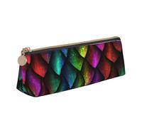 WXWJSHMGC Trousse à crayons en cuir avec imprimé écailles de dragon - Trousse à crayons portable de grande capacité pour l'école secondaire - Pour filles et garçons