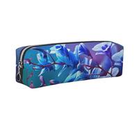 WXWJSHMGC Trousse à crayons en cuir avec imprimé fleurs d'orchidées colorées, poche métallique à fermeture éclair, pochette de rangement pour filles, garçons, étudiants, collège, Argenté., Taille