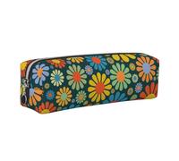 WXWJSHMGC Trousse à crayons en cuir avec imprimé floral simple, avec poche métallique à fermeture éclair, pochette de rangement pour filles, garçons, étudiants, collège, Argenté., Taille unique