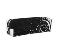 WXWJSHMGC Trousse à crayons en cuir avec imprimé floral tourbillon simple, avec poche métallique à fermeture éclair, pochette de rangement pour filles, garçons, étudiants, collège, Argenté., Taille