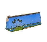 WXWJSHMGC Trousse à crayons en cuir avec imprimé Golf Course by The Sea - Trousse pour stylo plume - Grande capacité - Pour école secondaire, filles et garçons
