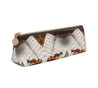 WXWJSHMGC Trousse à crayons en cuir avec imprimé papillon et violoncelle - Trousse à crayons portable de grande capacité pour l'école secondaire filles garçons