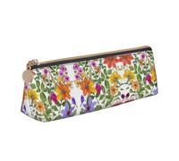WXWJSHMGC Trousse à crayons en cuir avec imprimé pivoine pêche - Trousse pour stylo plume - Trousse portable de grande capacité pour école secondaire, filles et garçons