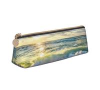 WXWJSHMGC Trousse à crayons en cuir avec imprimé Sea On The Boards - Trousse pour stylo plume, portable et personnalisable, grande capacité, pour école secondaire, filles et garçons