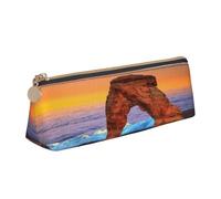 WXWJSHMGC Trousse à crayons en cuir imprimé Arches National Park - Trousse à stylo plume personnalisée portable de grande capacité pour école secondaire filles garçons