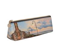 WXWJSHMGC Trousse à crayons en cuir imprimé lampadaire, trousse à stylo plume, trousse portable de grande capacité personnalisée pour l'école secondaire, filles et garçons