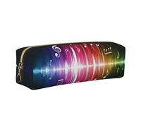 WXWJSHMGC Trousse à crayons en cuir imprimé notes de musique simple, avec poche métallique à fermeture éclair, pochette de rangement pour filles, garçons, étudiants, collège, doré, Taille unique