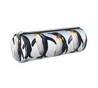 WXWJSHMGC Trousse à crayons en cuir imprimé pingouin avec fermeture éclair pour stylos, maquillage, cosmétiques, papeterie, pour l'école, le travail, le bureau, Argenté., Taille unique, Trousse de