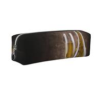WXWJSHMGC Trousse à crayons en cuir imprimé tasse de vin simple, avec poche métallique à fermeture éclair, pochette de rangement pour filles, garçons, étudiants, collège, Argenté., Taille unique