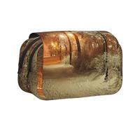 WXWJSHMGC Trousse à crayons imprimée Winter Park - Trousse de rangement portable double couche pour enfants, filles, garçons et adultes