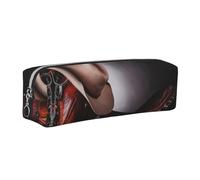 WXWJSHMGC Trousse à crayons simple en cuir avec chapeau de cowboy avec une poche métallique à fermeture éclair, pochette de rangement pour filles, garçons, étudiants, collège, Argenté., Taille unique