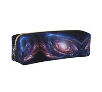 WXWJSHMGC Trousse à crayons simple en cuir avec impression d'énergie cosmique et spirale spatiale, poche métallique à fermeture éclair, pochette de rangement pour filles, garçons, étudiants, collège