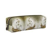 WXWJSHMGC Trousse à crayons simple en cuir avec imprimé papillon et violoncelle avec poche métallique à fermeture éclair, pochette de rangement pour filles, garçons, étudiants, collège, doré, Taille