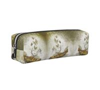 WXWJSHMGC Trousse à crayons simple en cuir avec imprimé papillon et violoncelle avec poche métallique à fermeture éclair, pochette de rangement pour filles, garçons, étudiants, collège, Argenté