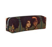 WXWJSHMGC Trousse à crayons simple en cuir imprimé afro avec poche zippée métallique pour filles, garçons, étudiants, collège, Argenté., One Size, Trousse de beauté