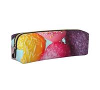 WXWJSHMGC Trousse à crayons simple en cuir imprimé bonbons avec poche zippée métallisée, pochette de rangement pour filles, garçons, étudiants, collège, doré, Taille unique, Trousse de beauté