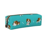 WXWJSHMGC Trousse à crayons simple en cuir imprimé chien de dessin animé, avec poche métallique à fermeture éclair, pochette de rangement pour filles, garçons, étudiants, collège, doré, Taille unique