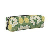WXWJSHMGC Trousse à crayons simple en cuir imprimé citron frais avec poche métallique à fermeture éclair, pochette de rangement pour filles, garçons, étudiants, collège, Argenté., Taille unique