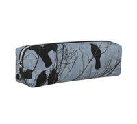 WXWJSHMGC Trousse à crayons simple en cuir imprimé corbeau noir avec poche zippée métallique pour filles, garçons, étudiants, collège, Argenté., Taille unique, Trousse de beauté