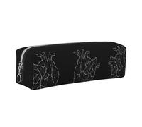 WXWJSHMGC Trousse à crayons simple en cuir imprimé cœur avec poche métallique à fermeture éclair, pochette de rangement pour filles, garçons, étudiants, collège, Argenté., Taille unique, Trousse de