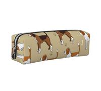 WXWJSHMGC Trousse à crayons simple en cuir imprimé de chiens avec poche zippée métallisée, pochette de rangement pour filles, garçons, étudiants, collège, Argenté., Taille unique, Trousse de beauté