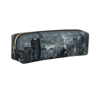 WXWJSHMGC Trousse à crayons simple en cuir imprimé de Hong Kong avec poche métallique à fermeture éclair, pochette de rangement pour filles, garçons, étudiants, collège, doré, Taille unique, Trousse