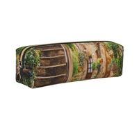 WXWJSHMGC Trousse à crayons simple en cuir imprimé de rue italienne, avec poche métallique à fermeture éclair, pochette de rangement pour filles, garçons, étudiants, collège, doré, Taille unique