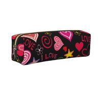 WXWJSHMGC Trousse à crayons simple en cuir imprimé de symboles multiples avec poche zippée métallisée, pochette de rangement pour filles, garçons, étudiants, collège, doré, Taille unique, Trousse de