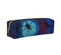 WXWJSHMGC Trousse à crayons simple en cuir imprimé d'Halloween, avec poche métallique à fermeture éclair, pochette de rangement pour filles, garçons, étudiants, collège, doré, Taille unique, Trousse