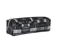 WXWJSHMGC Trousse à crayons simple en cuir imprimé gris abstrait, avec poche métallique à fermeture éclair, pochette de rangement pour filles, garçons, étudiants, collège, Argenté., Taille unique