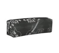 WXWJSHMGC Trousse à crayons simple en cuir imprimé Love Rock, avec poche métallique à fermeture éclair, pochette de rangement pour filles, garçons, étudiants, collège, Argenté., Taille unique, Trousse