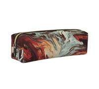 WXWJSHMGC Trousse à crayons simple en cuir imprimé marbre marron mélangé avec poche zippée métallisée, pochette de rangement pour filles, garçons, étudiants, collège, doré, Taille unique, Trousse de