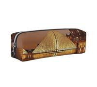 WXWJSHMGC Trousse à crayons simple en cuir imprimé Musée du Louvre à Paris avec poche zippée métallisée, pochette de rangement pour filles, garçons, étudiants, collège, Argenté., Taille unique