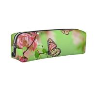 WXWJSHMGC Trousse à crayons simple en cuir imprimé papillon, avec poche métallique à fermeture éclair, pochette de rangement pour filles, garçons, étudiants, collège, Argenté., Taille unique, Trousse