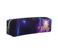 WXWJSHMGC Trousse à crayons simple en cuir imprimé papillon violet avec poche métallique à fermeture éclair, pochette de rangement pour filles, garçons, étudiants, collège, Argenté., Taille unique