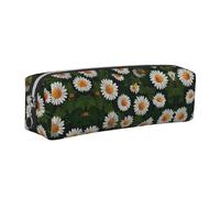 WXWJSHMGC Trousse à crayons simple en cuir imprimé pâquerettes avec poche métallique à fermeture éclair, pochette de rangement pour filles, garçons, étudiants, collège, Argenté., One Size, Trousse de