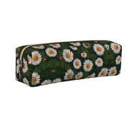 WXWJSHMGC Trousse à crayons simple en cuir imprimé pâquerettes avec poche métallique à fermeture éclair, pochette de rangement pour filles, garçons, étudiants, collège, doré, One Size, Trousse de