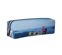WXWJSHMGC Trousse à crayons simple en cuir imprimé paysage d'une table au-dessus de la mer, avec poche métallique à fermeture éclair, pochette de rangement pour filles, garçons, étudiants, collège