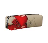 WXWJSHMGC Trousse à crayons simple en cuir imprimé pour la Saint-Valentin, avec poche métallique à fermeture éclair, pochette de rangement pour filles, garçons, étudiants, collège, Argenté., Taille