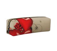 WXWJSHMGC Trousse à crayons simple en cuir imprimé pour la Saint-Valentin, avec poche métallique à fermeture éclair, pochette de rangement pour filles, garçons, étudiants, collège, doré, Taille unique