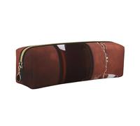 WXWJSHMGC Trousse à crayons simple en cuir imprimé restaurant de boissons, avec poche métallique à fermeture éclair, pochette de rangement pour filles, garçons, étudiants, collège, doré, Taille unique